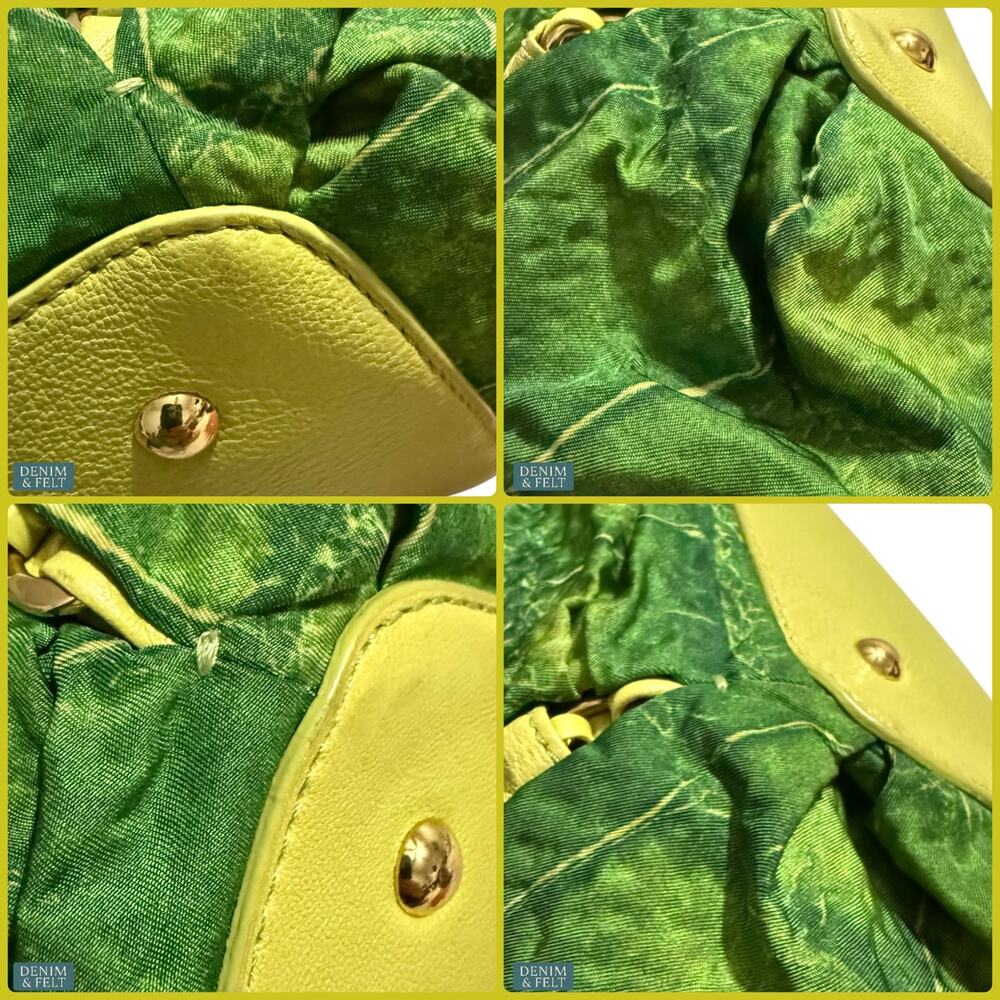 MCM Green Leather Shoulder Bag Gold Chain Handles Vintage Rare Purse Tote - Picture 16 of 16